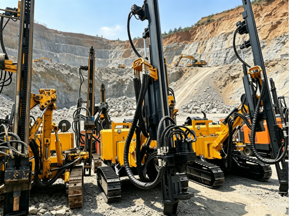 Sale of various DTH drills, high-lift drills and air compressors.