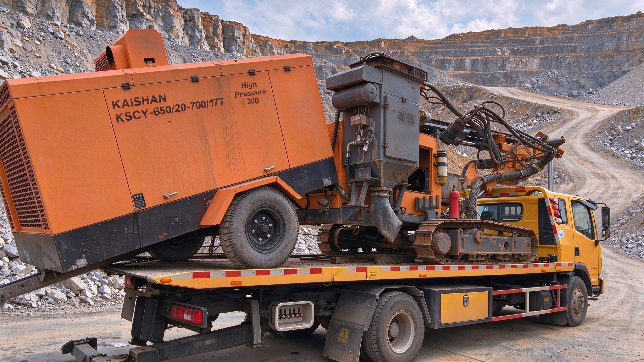 Various down-the-hole drills, high-lift drills and air compressors for sale