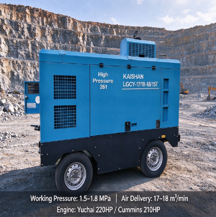 Various down-the-hole drills, high-lift drills and air compressors for sale