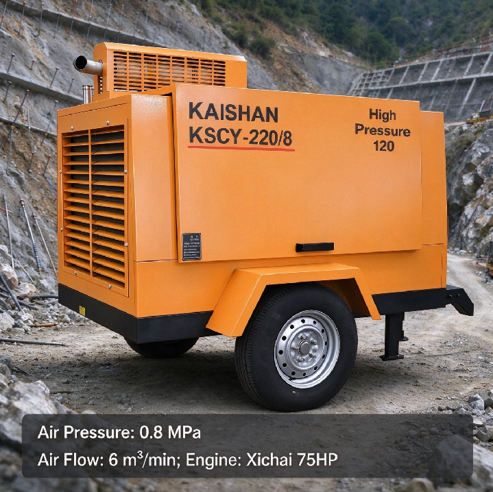 Various down-the-hole drills, high-lift drills and air compressors for sale